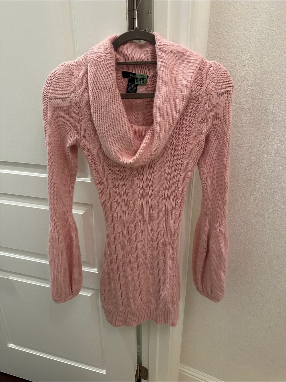 Arden B Pink Cable Knit Cowl Neck Sweater